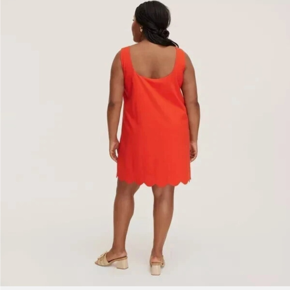 Kate Spade x Target Red/Orange Scalloped Mini Shift Dress Size Medium NWOT - Picture 2 of 8